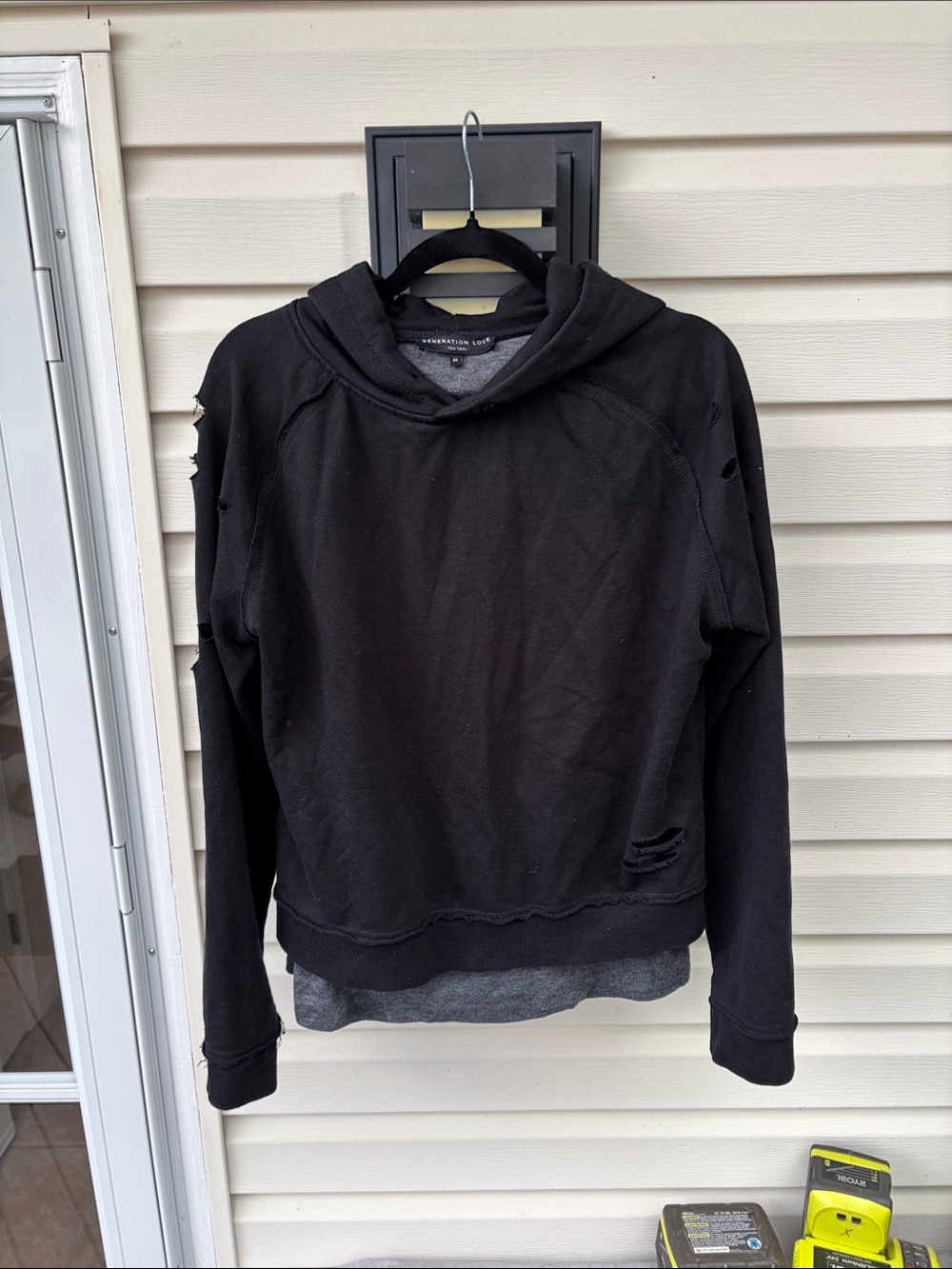 Generation Love Distressed Black Hooded Sweatshirt
